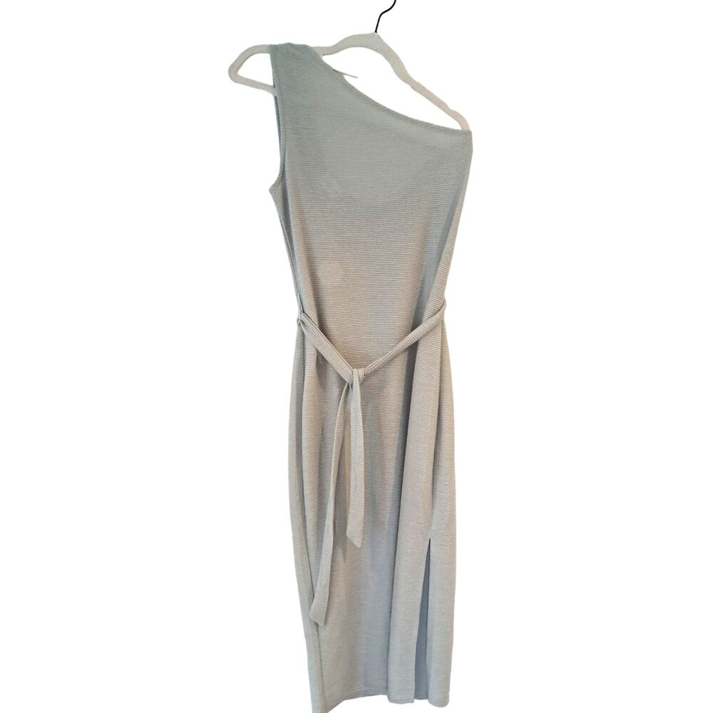 Sugar Lips One Shoulder MIdi Dress Large Light Sage NWT 30% Cotton. Minimalist..